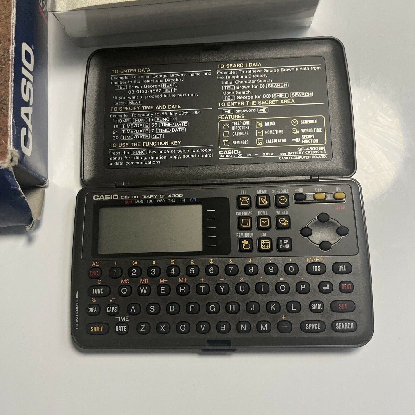 Casio Digital Diary 32kb SF-4300BK *for parts or repair only*