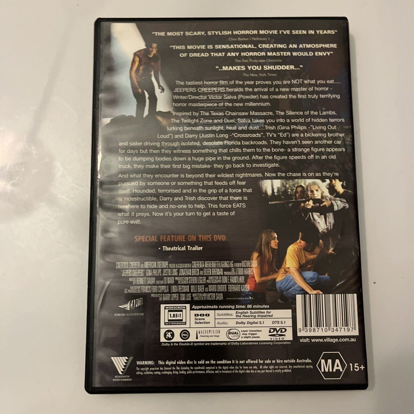 Jeepers Creepers (DVD, 2001) Gina Philips, Jonathan Breck Region 4