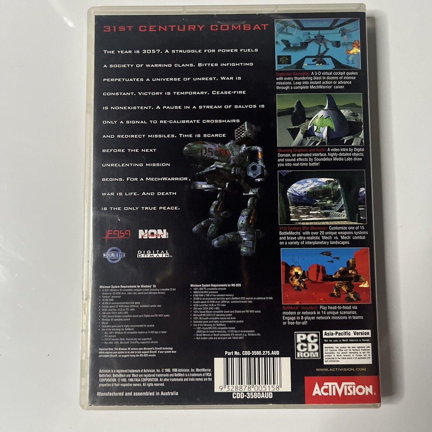 MechWarrior 2: 31st Century Combat PC ACTIVISION - 1997 CD-ROM