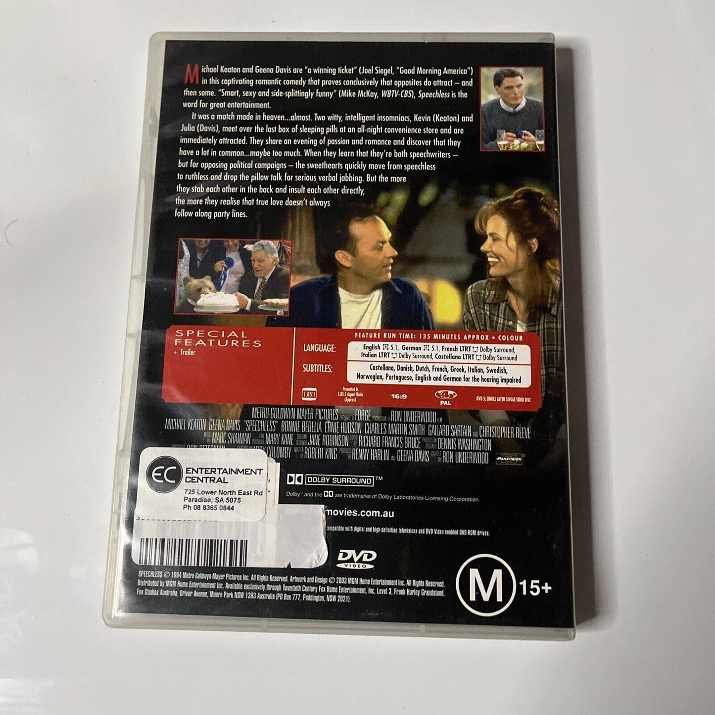 Speechless (DVD, 1994) Michael Keaton, Geena Davis Region 4 – Retro Unit