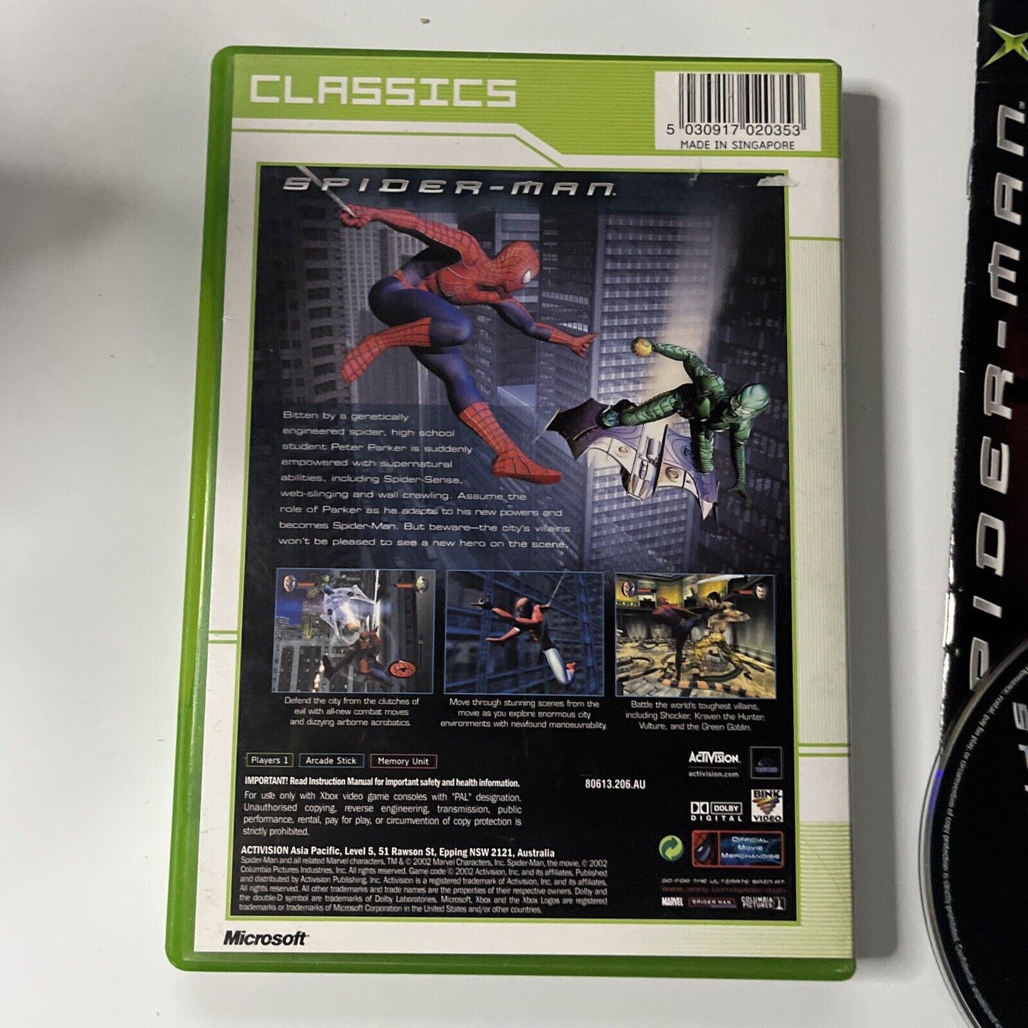 Spider-Man Microsoft Xbox Game With Manual PAL