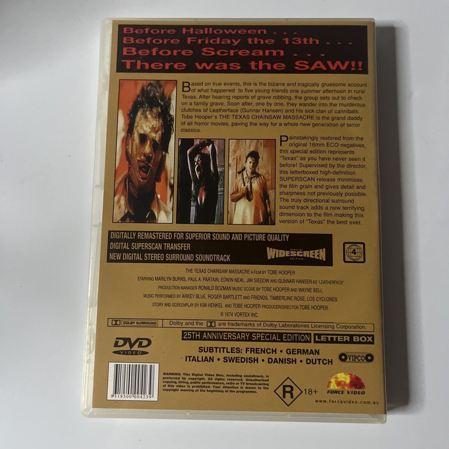 The Texas Chainsaw Massacre (DVD, 1974) Marilyn Burns, NEW Region 4