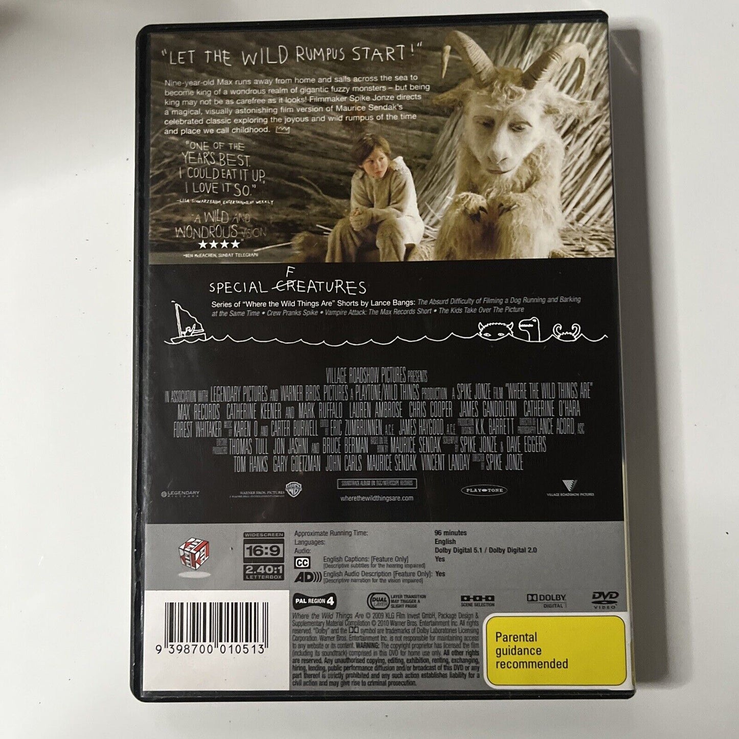 Where The Wild Things Are (DVD, 2009) Max Records, Mark Ruffalo NEW Region 4