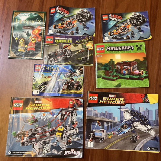 8x Lego Manual: Lego Movie, Heroica, Chima, Minecraft, Super Heroes, TMNT