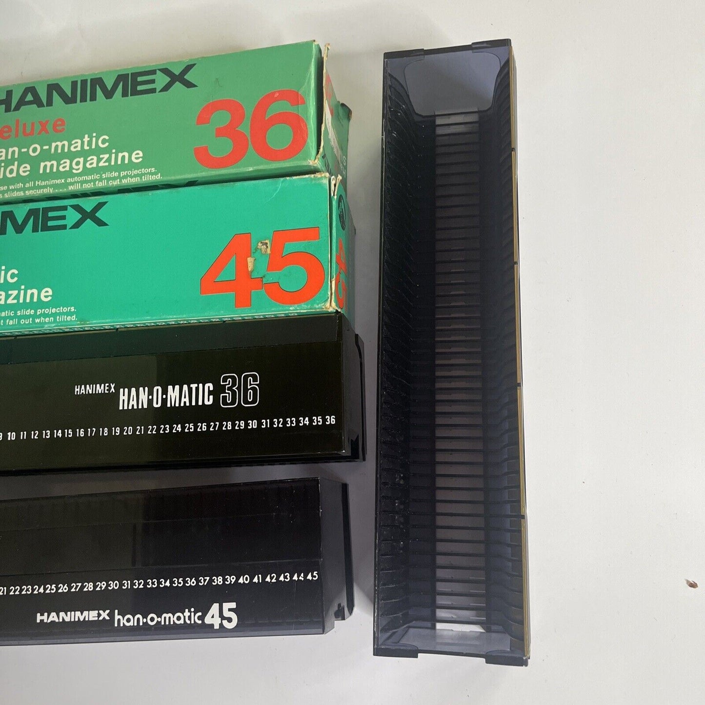 2x Hanimex Deluxe Han-o-matic Slide Magazine 45 & 1x 36 Slide Magazine