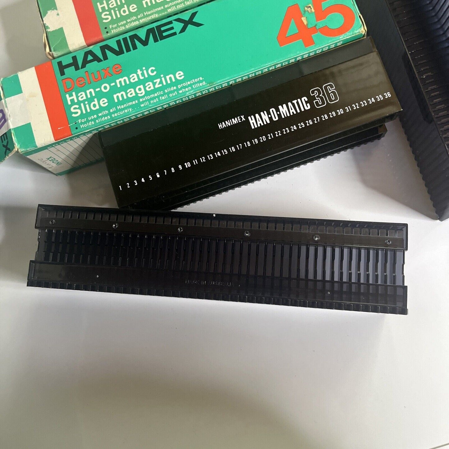 2x Hanimex Deluxe Han-o-matic Slide Magazine 45 & 1x 36 Slide Magazine
