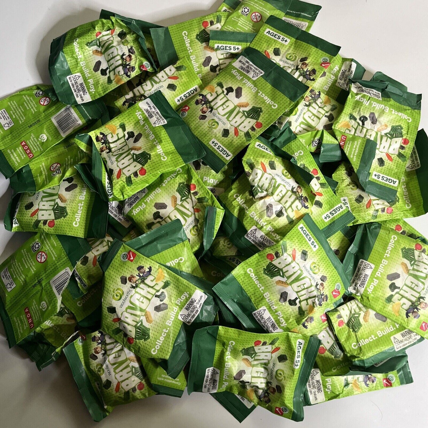 59x Unopened Sealed Woolworths Bricks Packets / Packs Lot - Mini Collectables