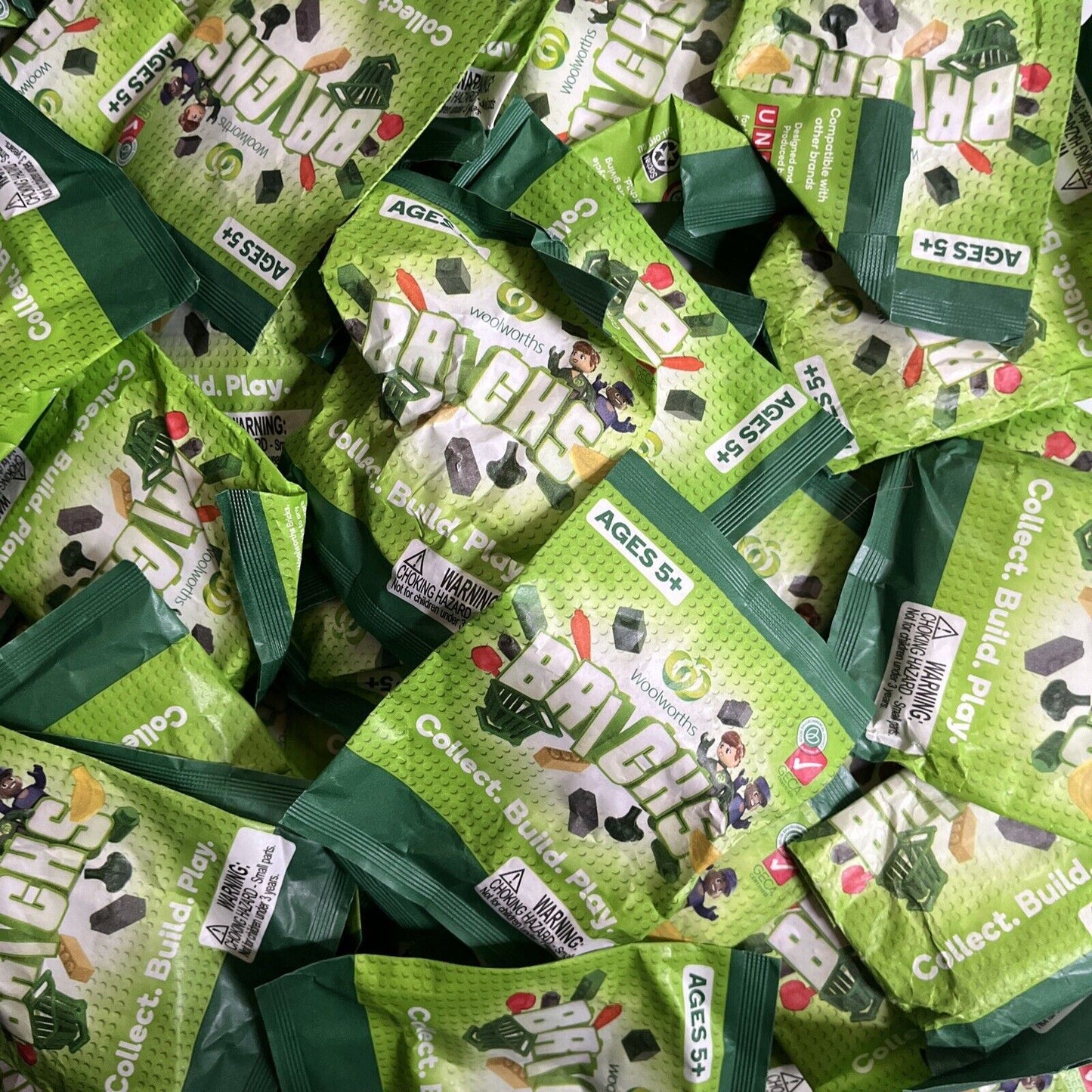 59x Unopened Sealed Woolworths Bricks Packets / Packs Lot - Mini Collectables