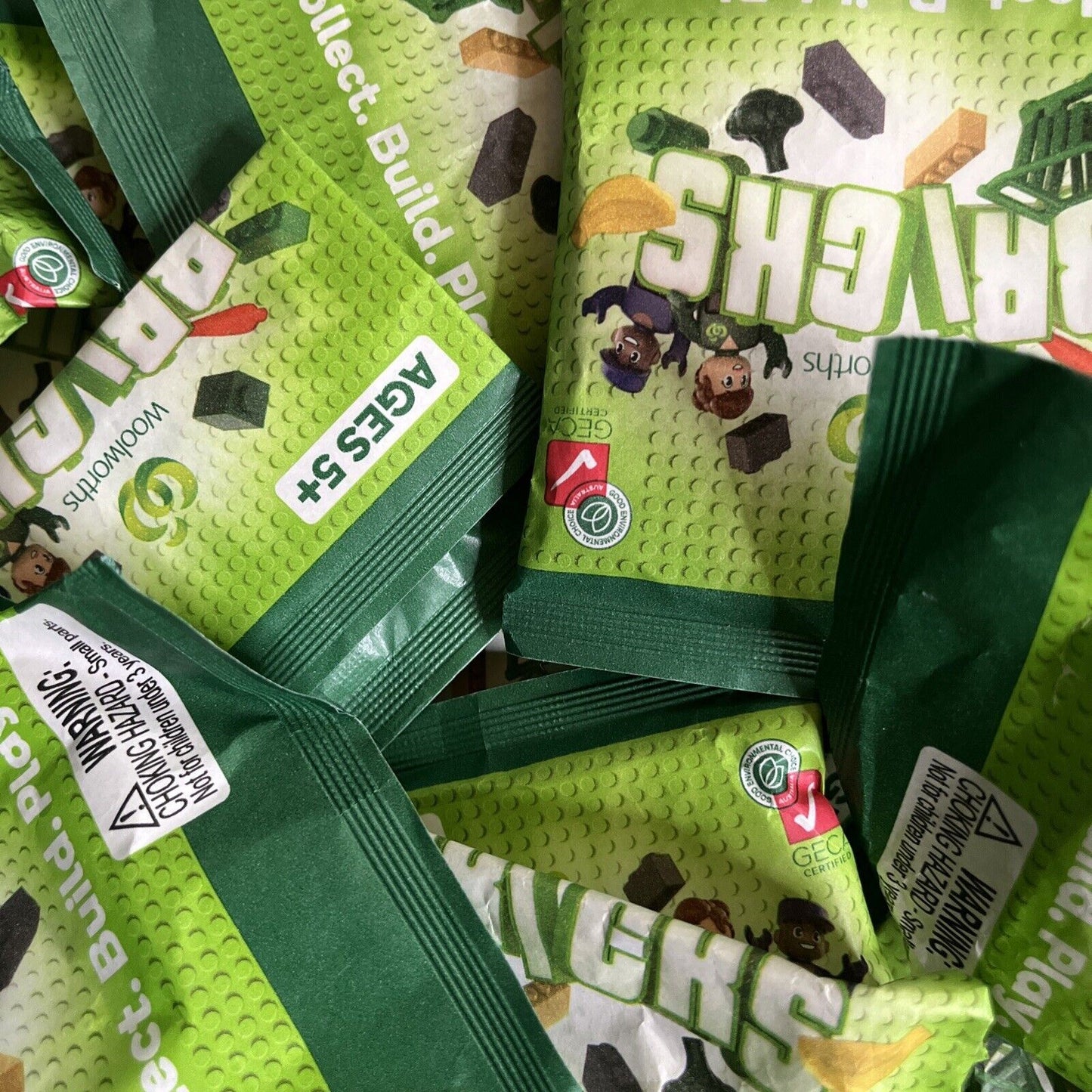 59x Unopened Sealed Woolworths Bricks Packets / Packs Lot - Mini Collectables