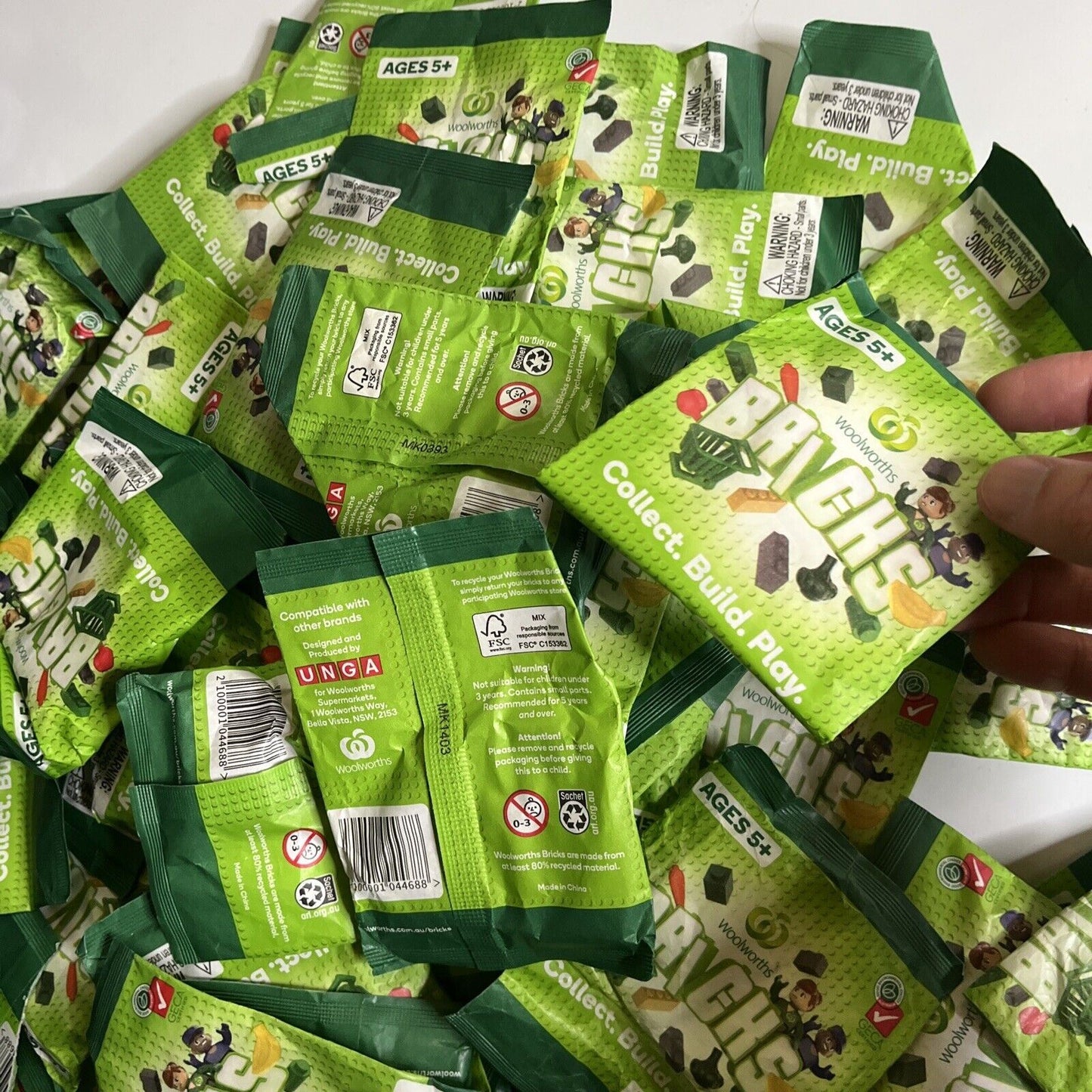 59x Unopened Sealed Woolworths Bricks Packets / Packs Lot - Mini Collectables