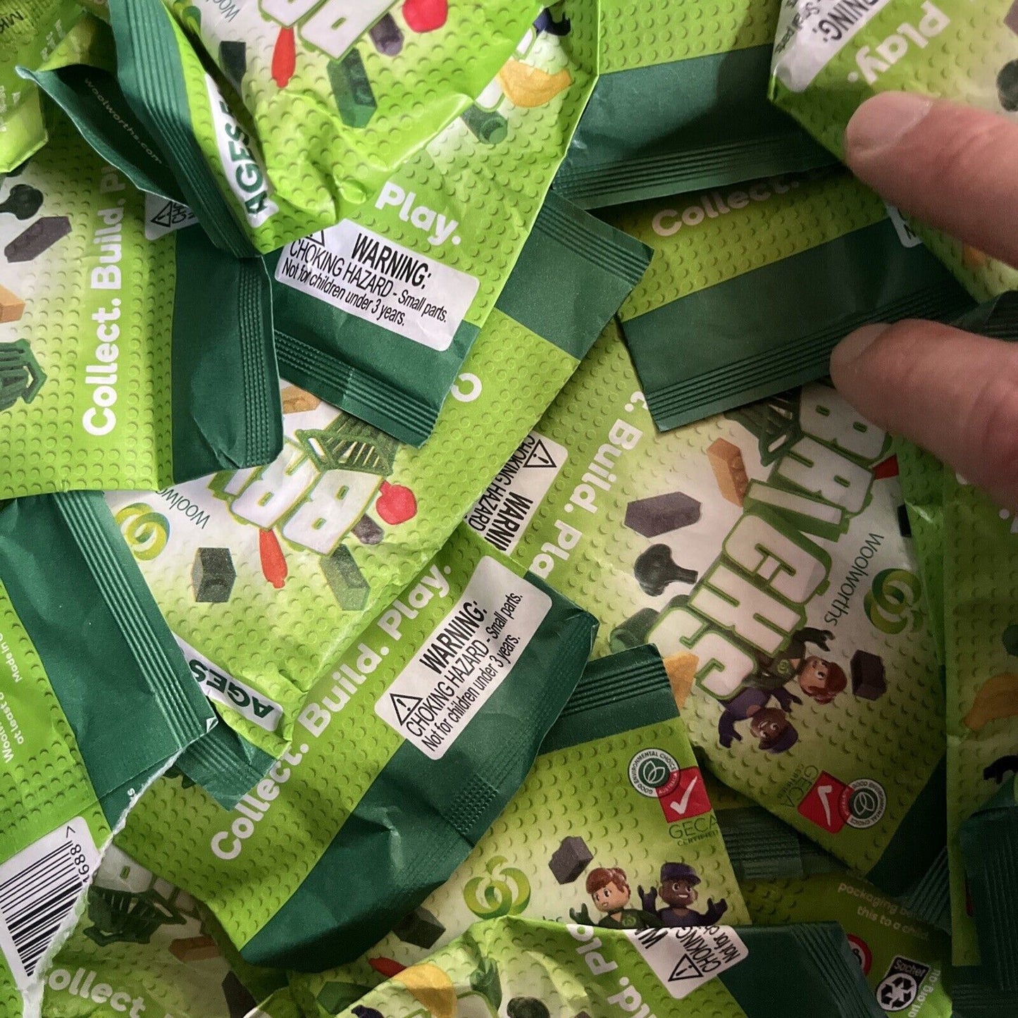 59x Unopened Sealed Woolworths Bricks Packets / Packs Lot - Mini Collectables