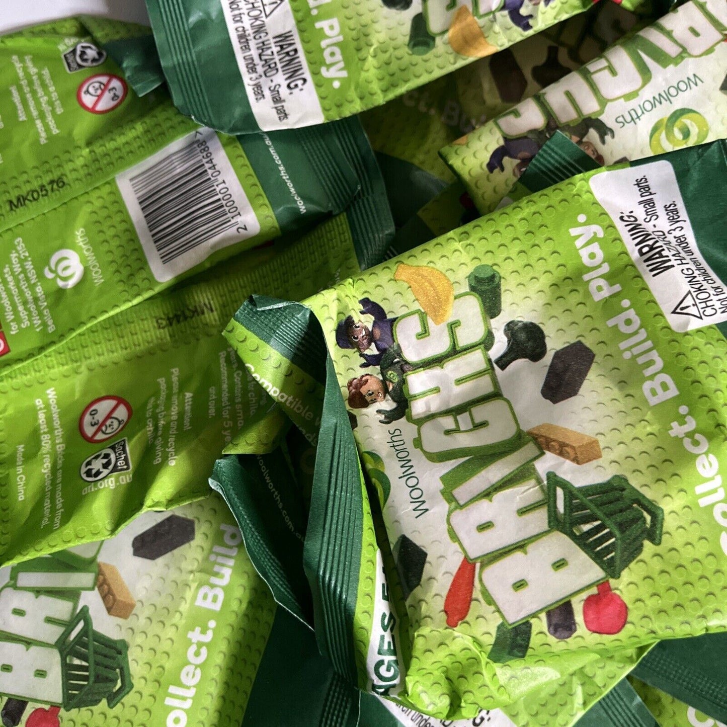 59x Unopened Sealed Woolworths Bricks Packets / Packs Lot - Mini Collectables
