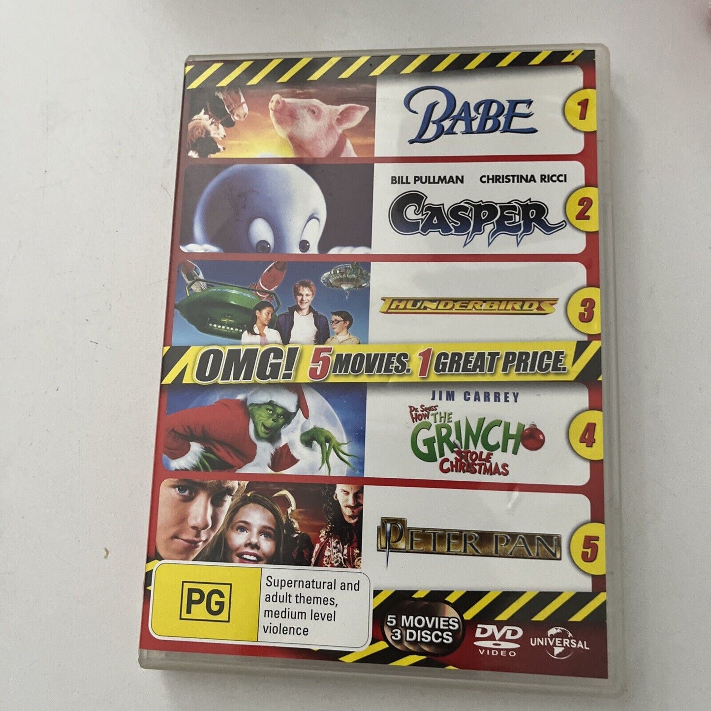 Babe / Casper / Thunderbirds / How The Grinch Stole Christmas / Peter Pan  DVD