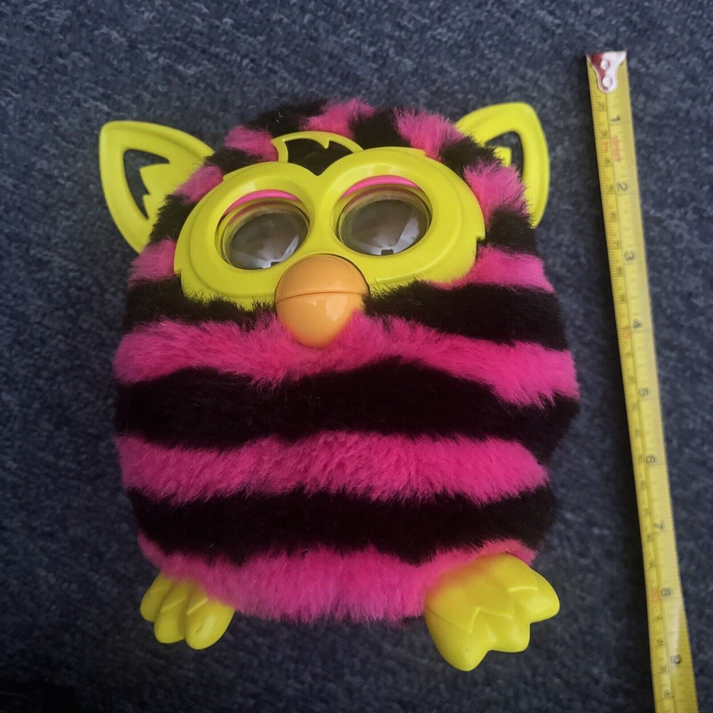 Furby boom 6" & Mini Furby 3" straight stripes 2012 dark pink black HASBRO