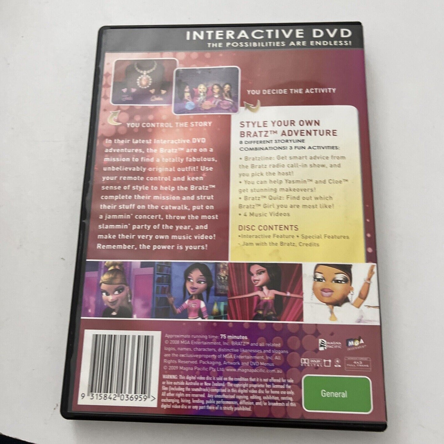 Bratz - Glitz n' Glamour Interactive DVD (DVD, 2008) Region 4