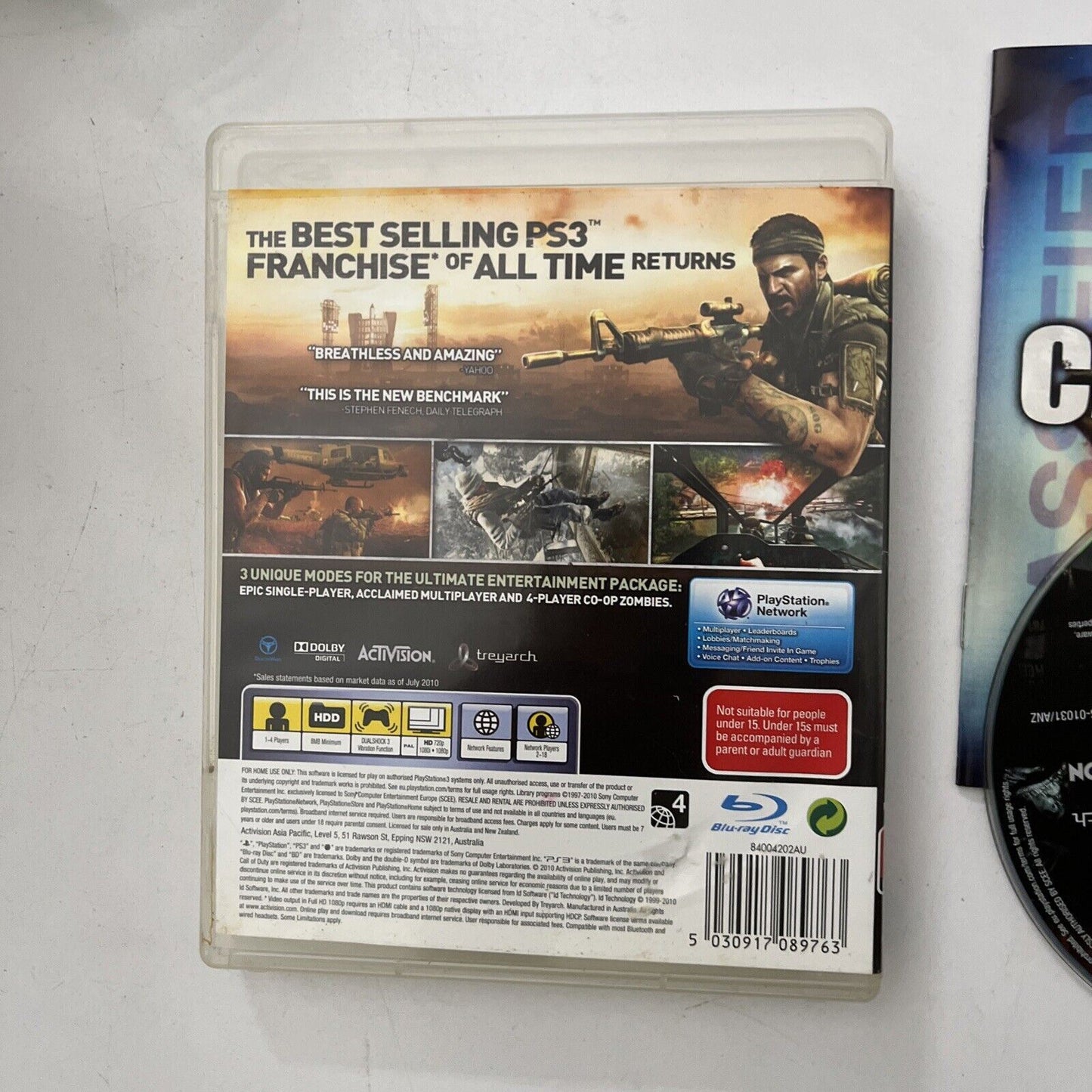 Call Of Duty Black: Ops (Sony PlayStation 3, 2010) With Manual