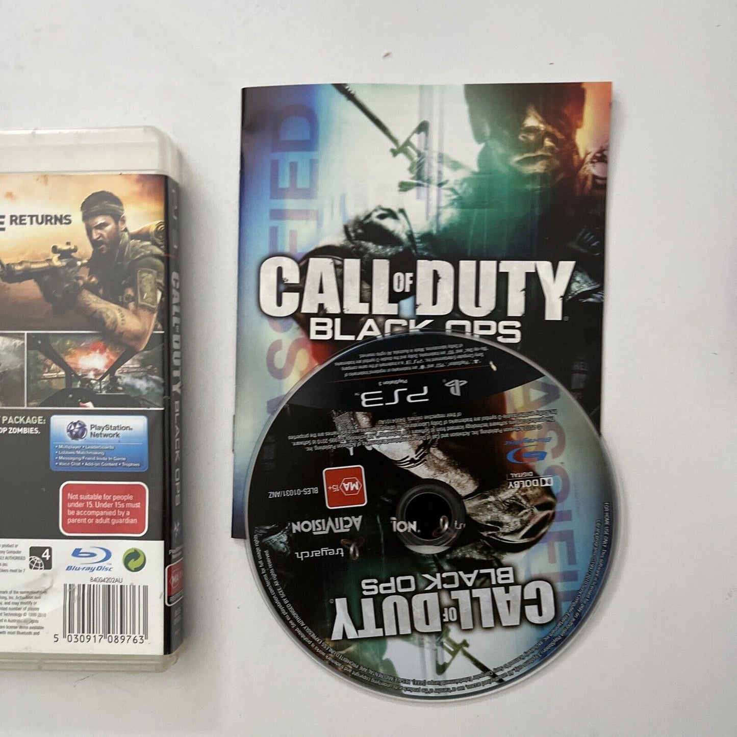 Call Of Duty Black: Ops (Sony PlayStation 3, 2010) With Manual