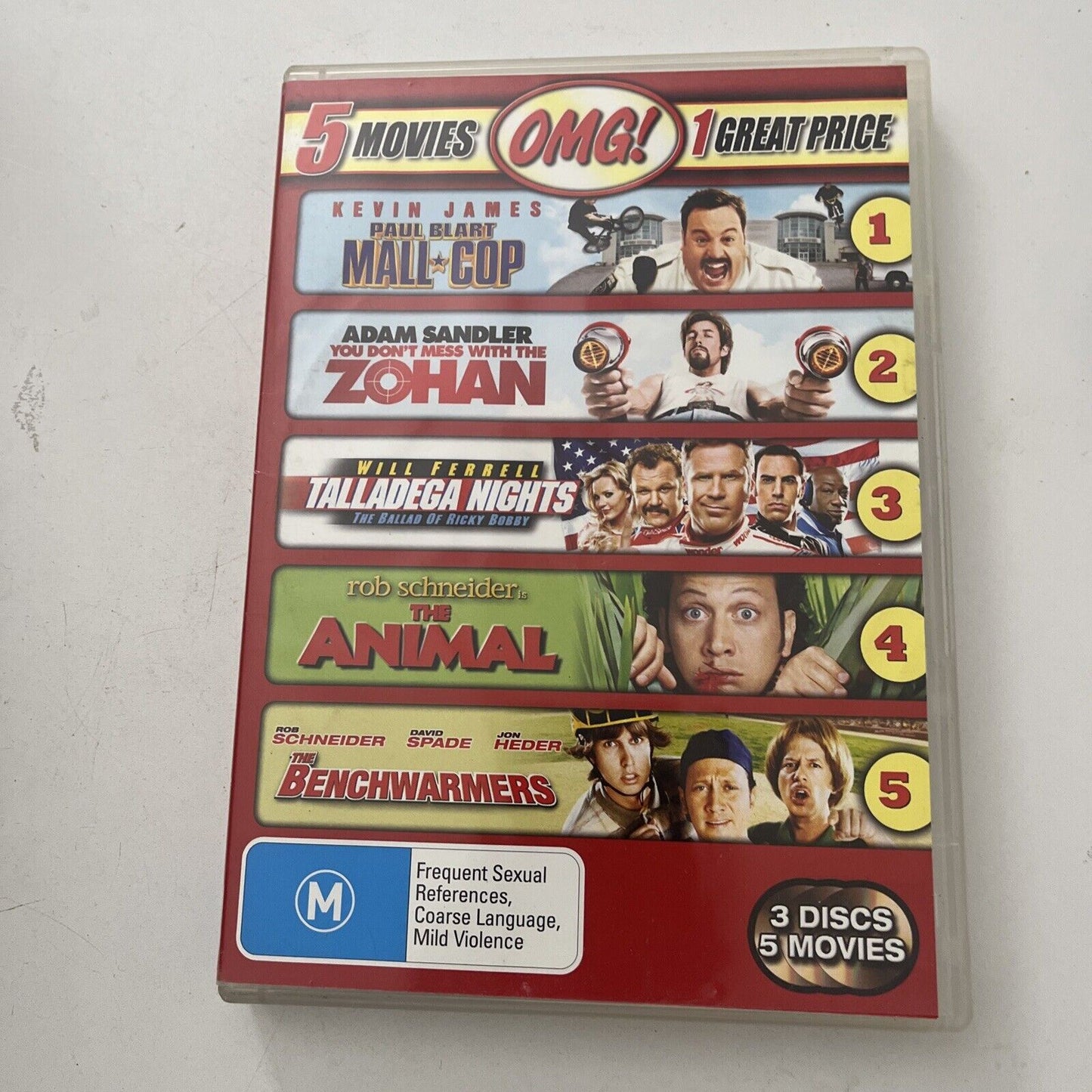 The Animal / The Benchwarmers / Mall Cop / Tallageda Nights / Zohan DVD Region 4