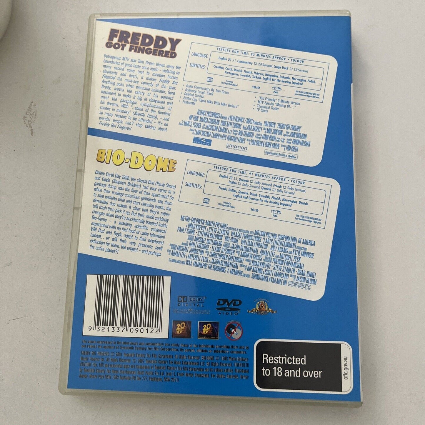 Freddy Got Fingered / Bio Dome (DVD, 2001, 2 Disc) Tom Green NEW Region 4