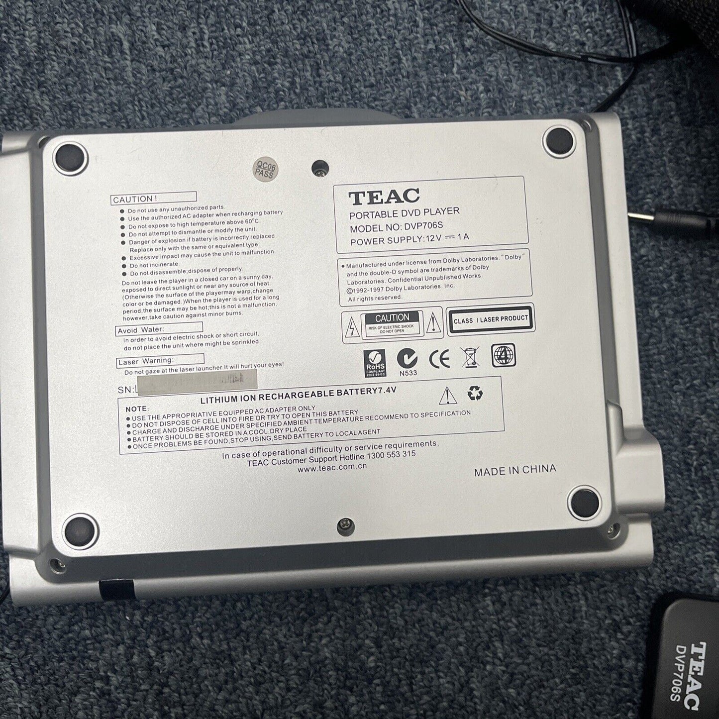 Teac Portable 7" DVD Player DVP706S