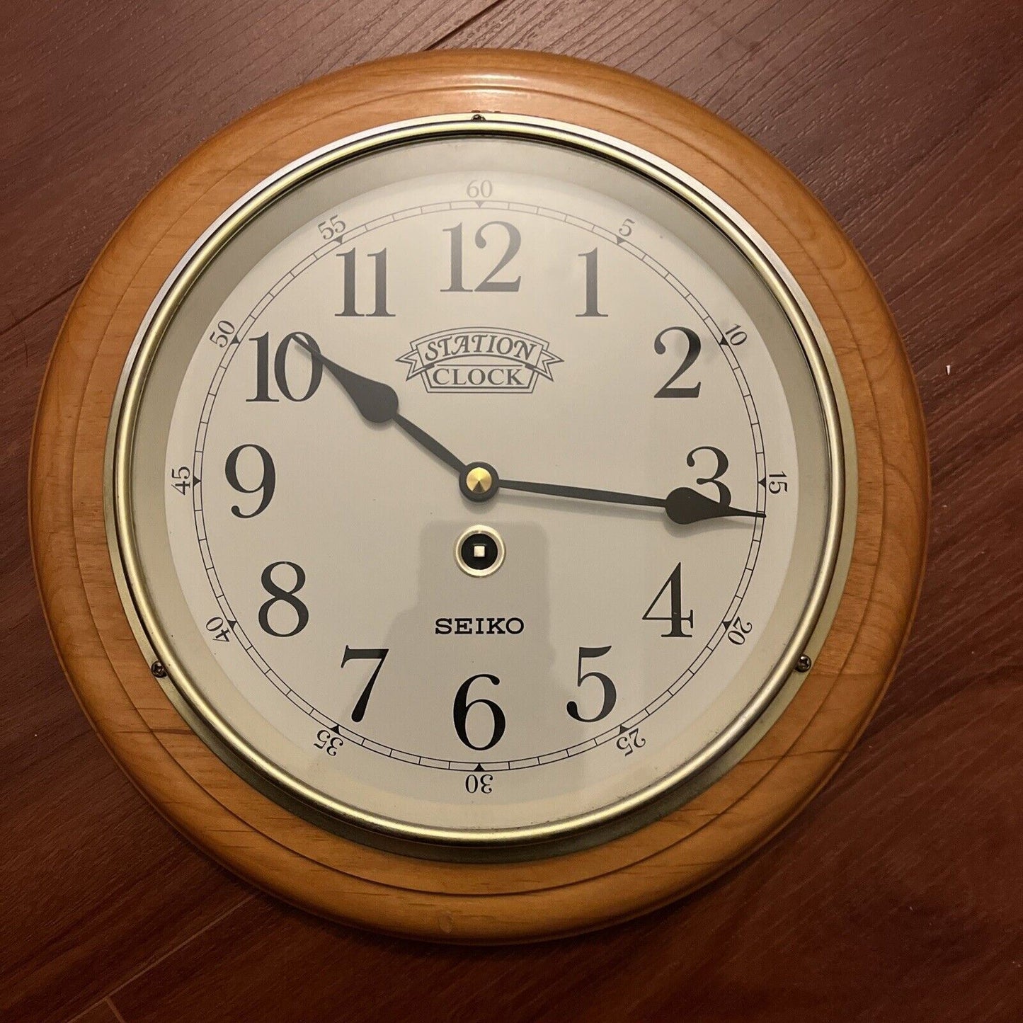 Seiko Station Wall Clock Wooden Frame