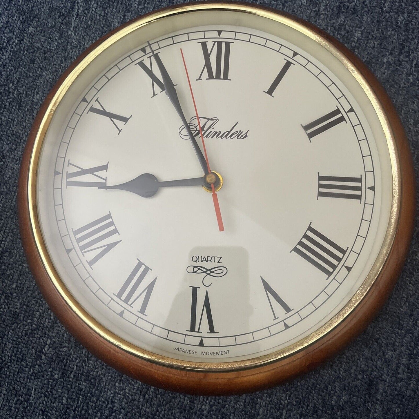 Flinders Wall Clock Quartz 28cm Diameter Wooden Frame