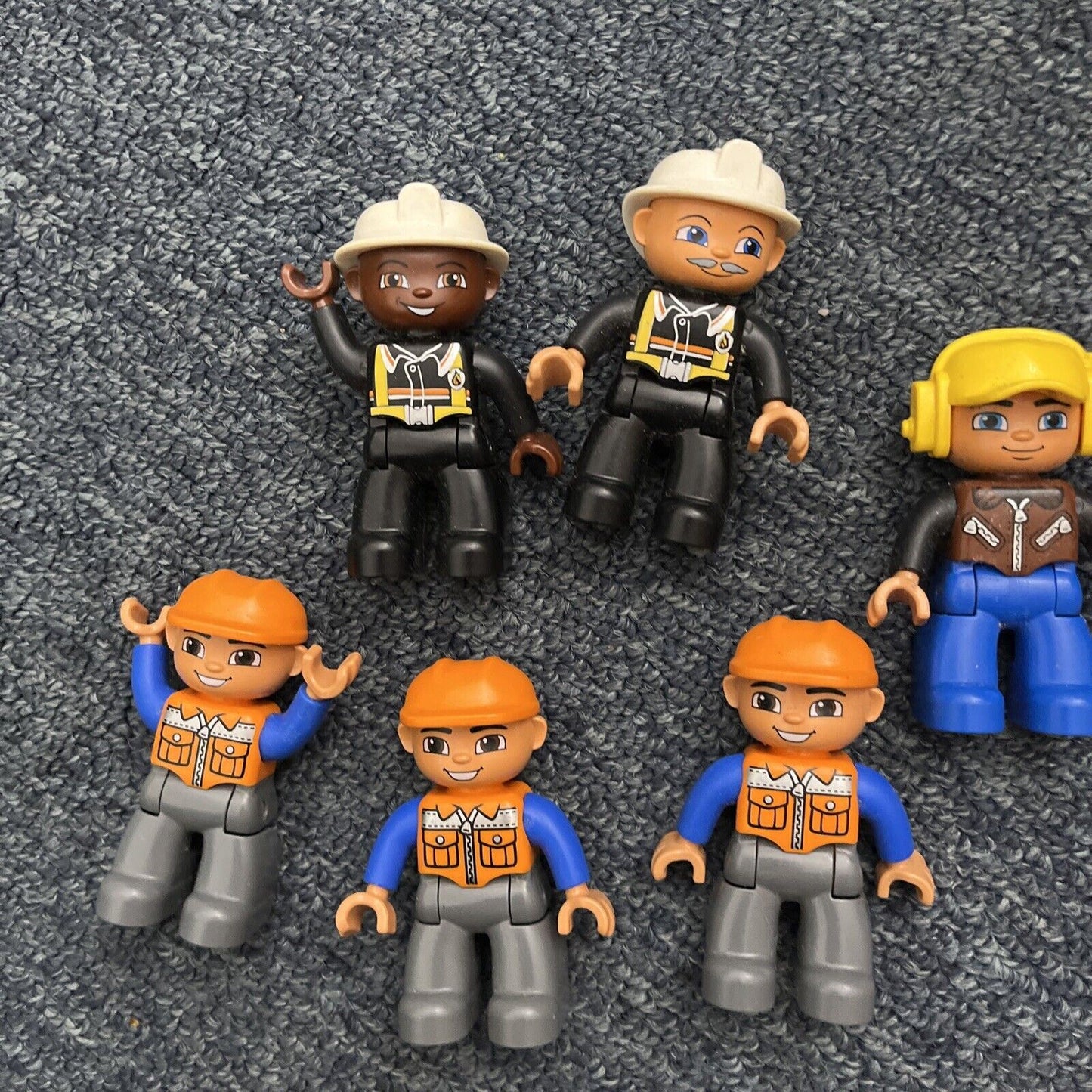 11x Lego Duplo Figure Construction Workers, Boy, Dog, Goat, Train Conductor