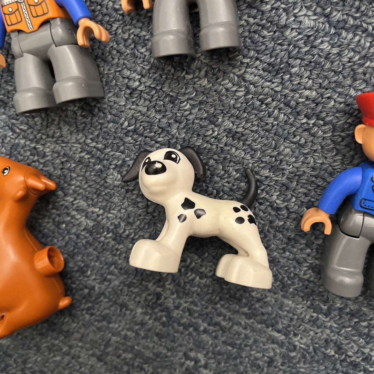 11x Lego Duplo Figure Construction Workers, Boy, Dog, Goat, Train Conductor