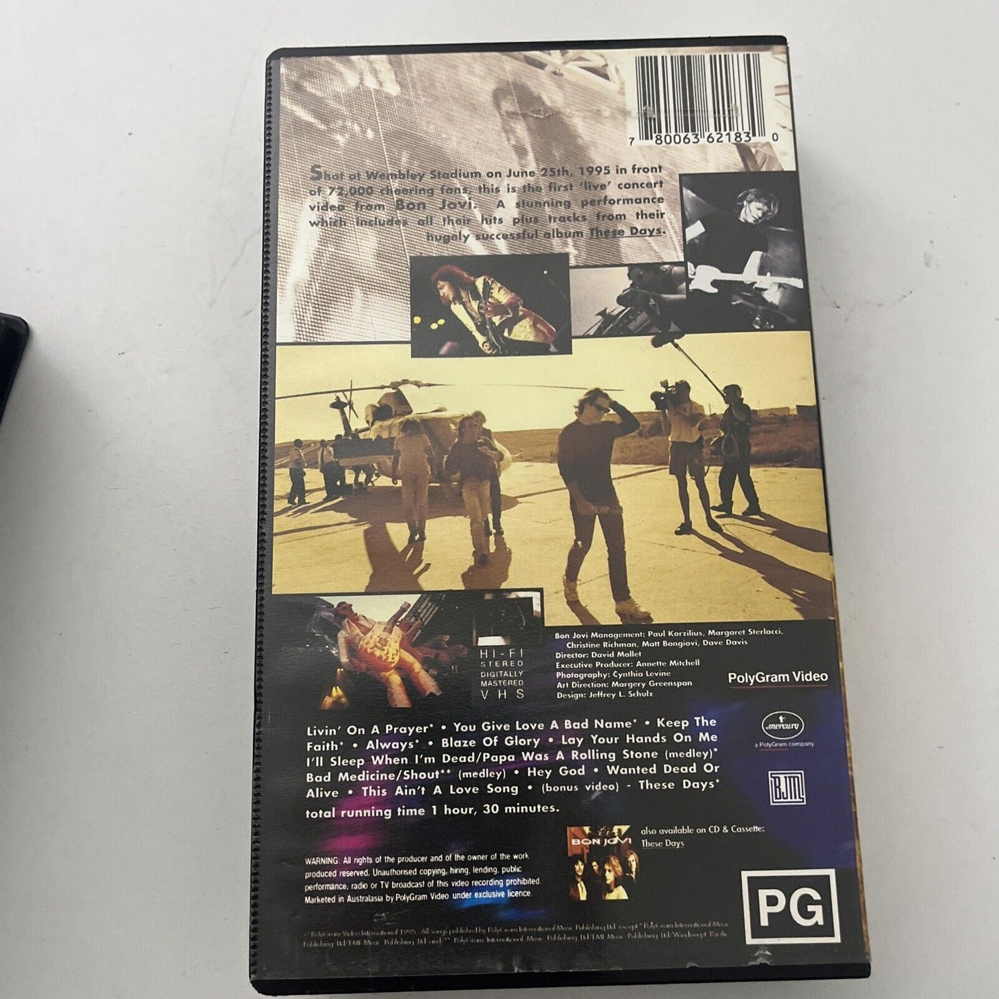 Bon Jovi - Live From London / New Jersey The Videos (VHS, 1995) PAL