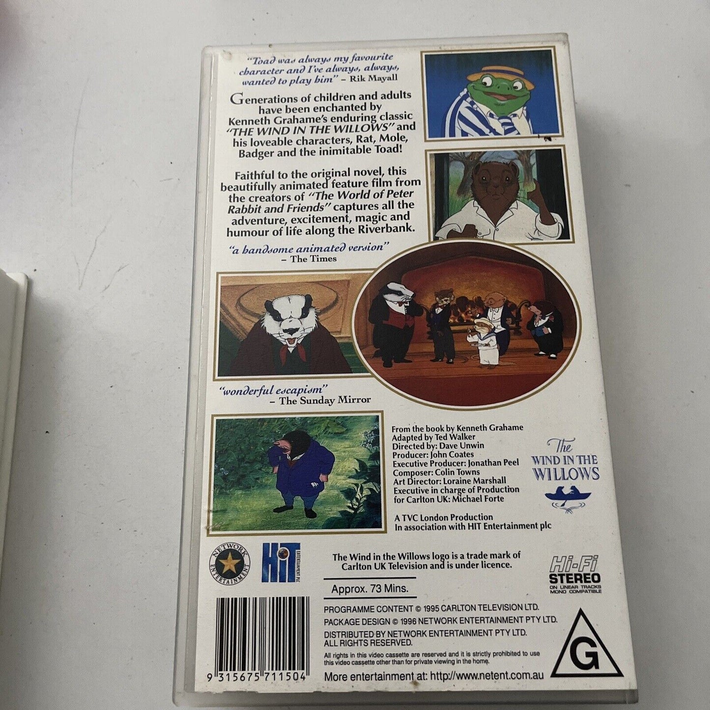 The Wind In the Willows (VHS, 1995) PAL Rick mayall