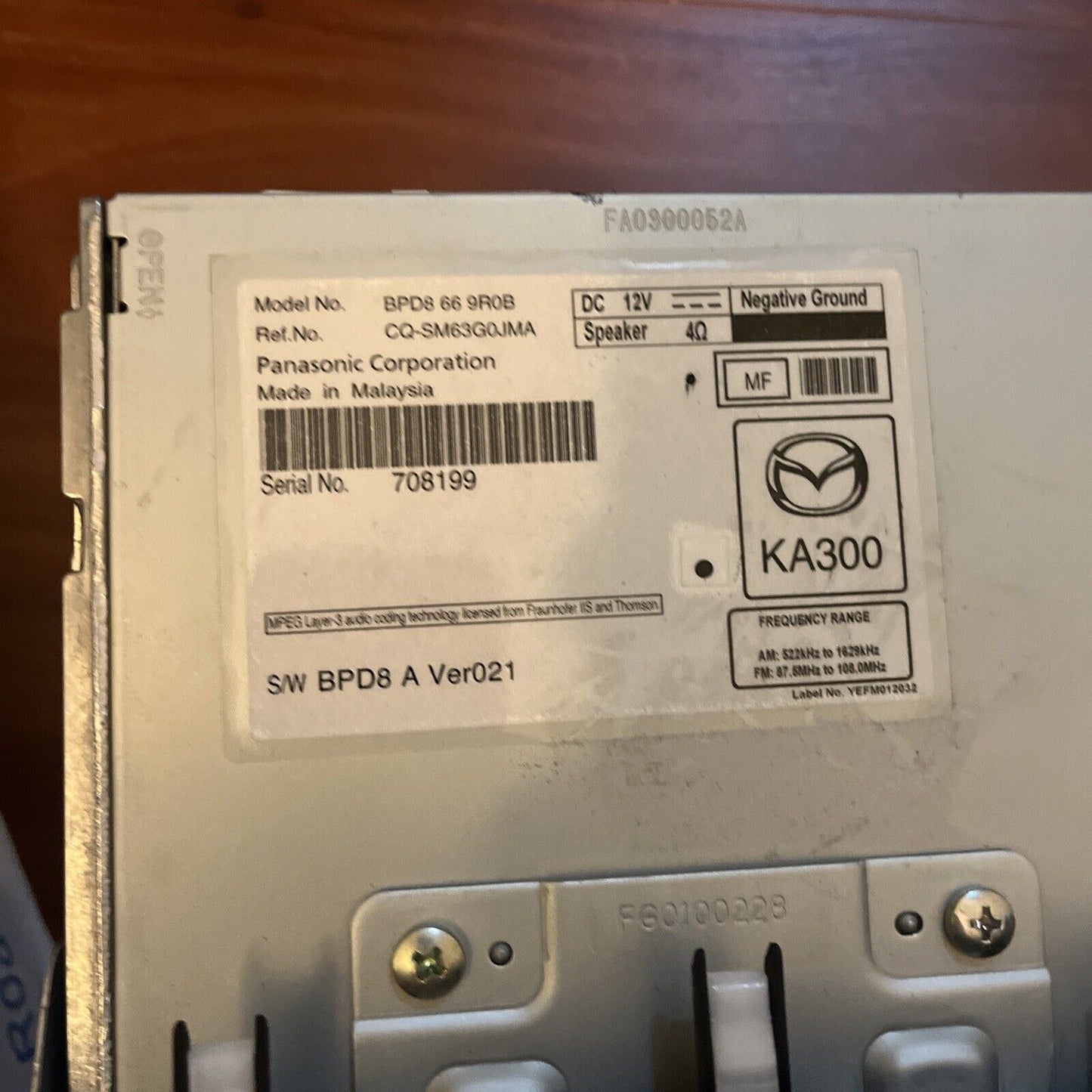 OEM Radio For Mazda Cx-5 Nav KA300 BPD8 66  9R0B