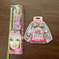 Barbie Doll Rose Print Dress 11" Scrunchie, 2x Hair Clips 6x Hair Ties 2011