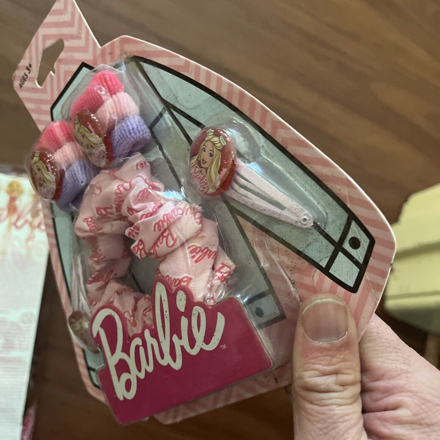 Barbie Doll Rose Print Dress 11" Scrunchie, 2x Hair Clips 6x Hair Ties 2011