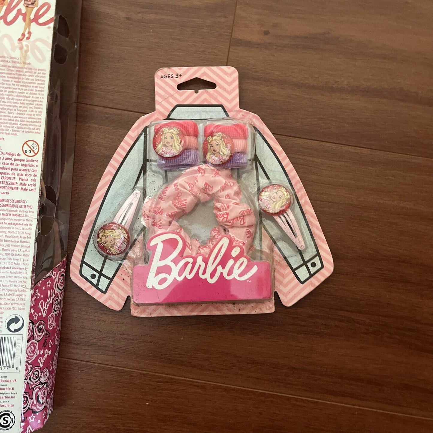 Barbie Doll Rose Print Dress 11" Scrunchie, 2x Hair Clips 6x Hair Ties 2011
