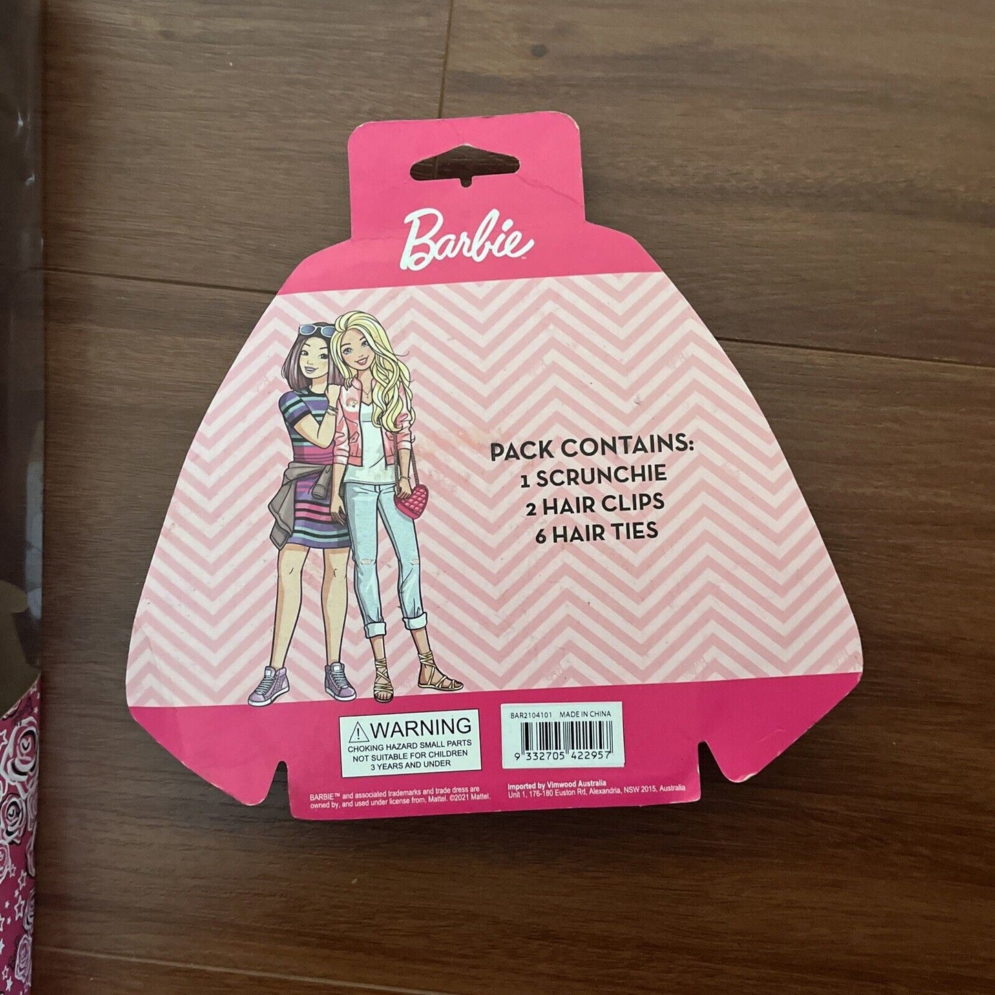 Barbie Doll Rose Print Dress 11" Scrunchie, 2x Hair Clips 6x Hair Ties 2011