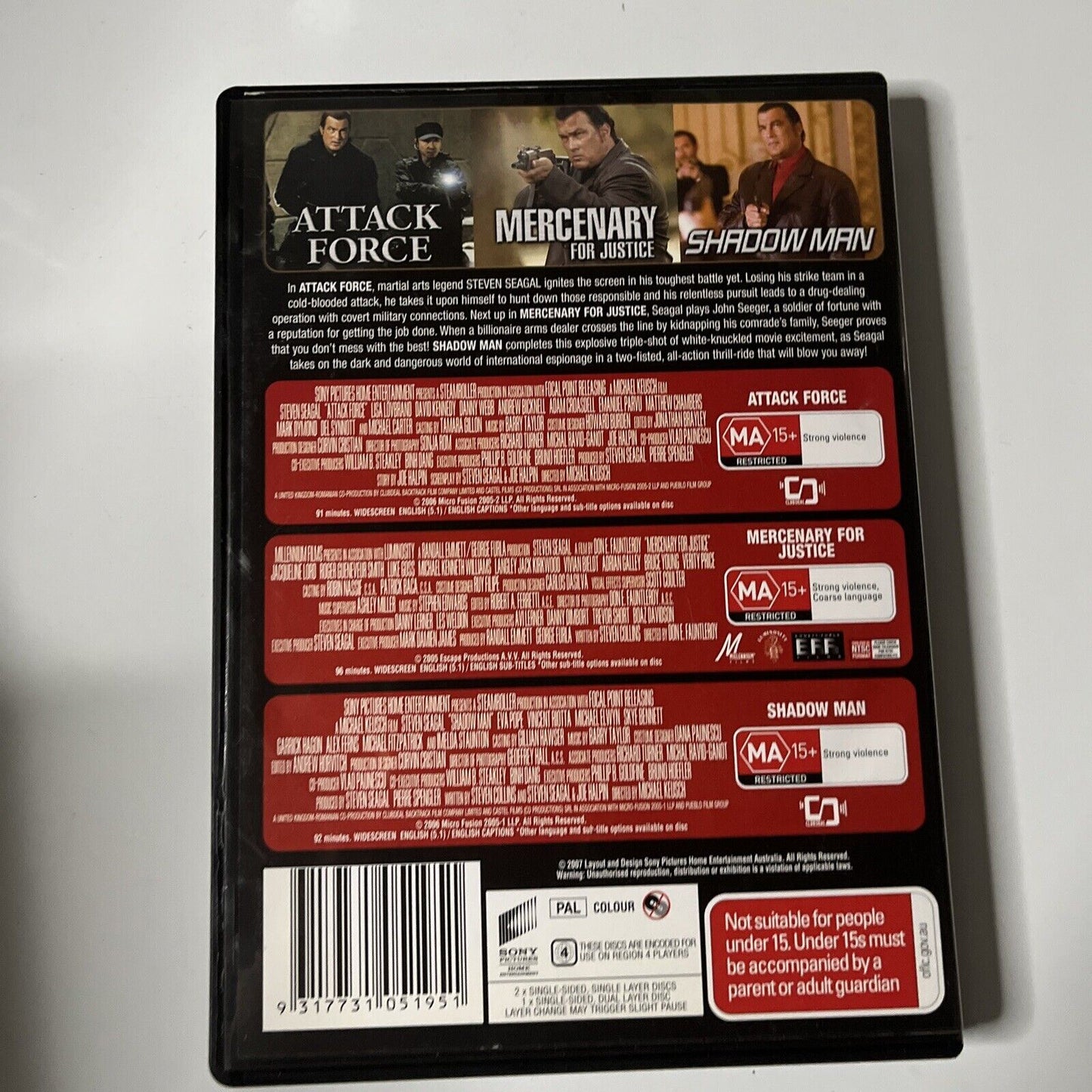 Attack Force / Mercenary For Justice / Shadow Man DVD (Region 4) Steven Seagal