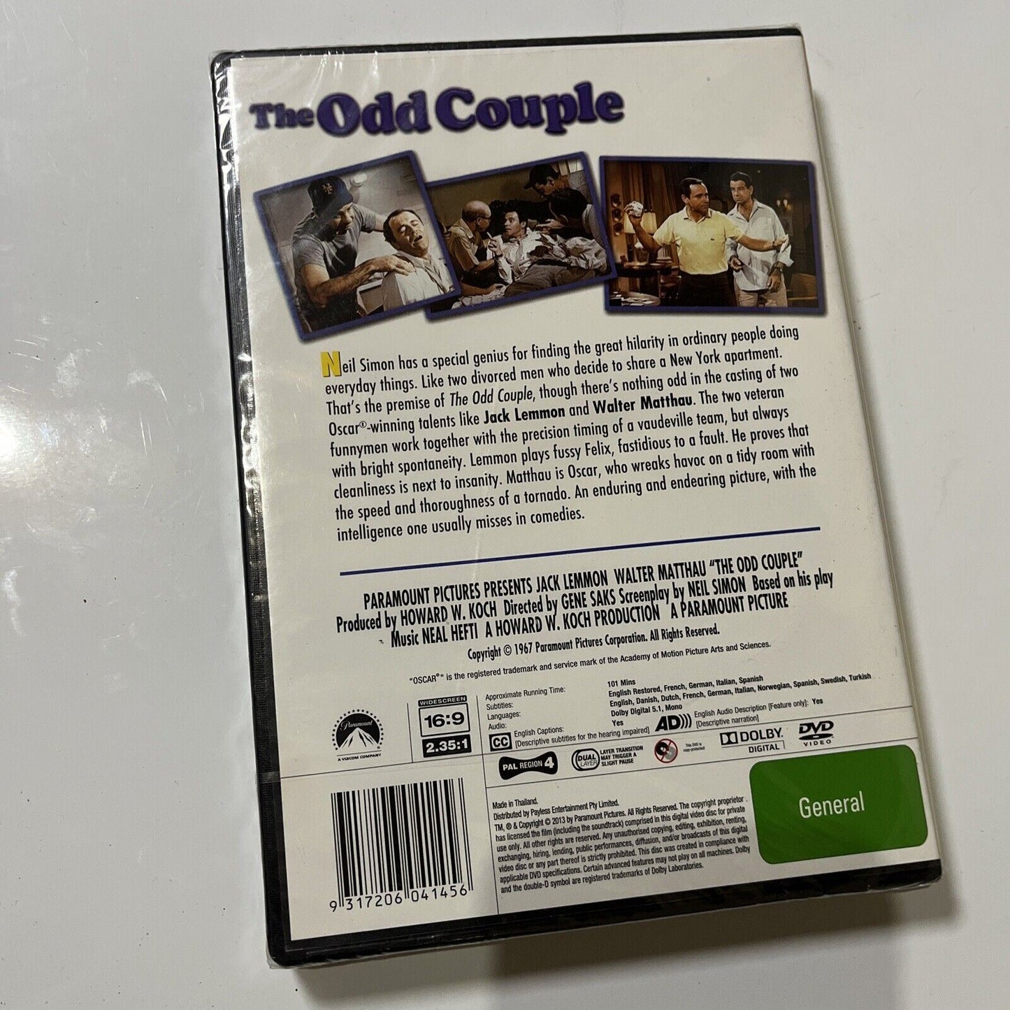 *New Sealed* The Odd Couple (DVD, 1967) Jack Lemmon, Walter Matthau. Region 4