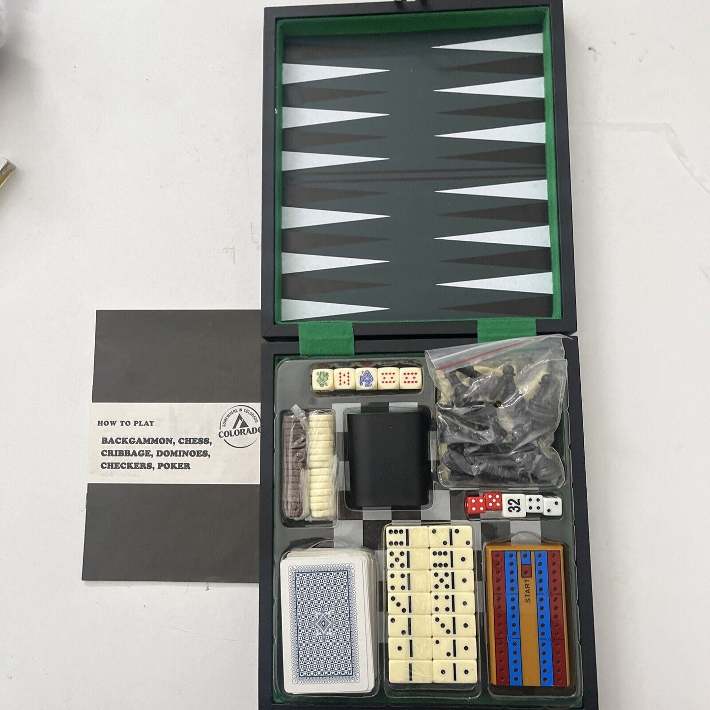 Colorado Hustle Box: Backgammon, Chess, Cribbade, Dominoes, Checkers, Poker