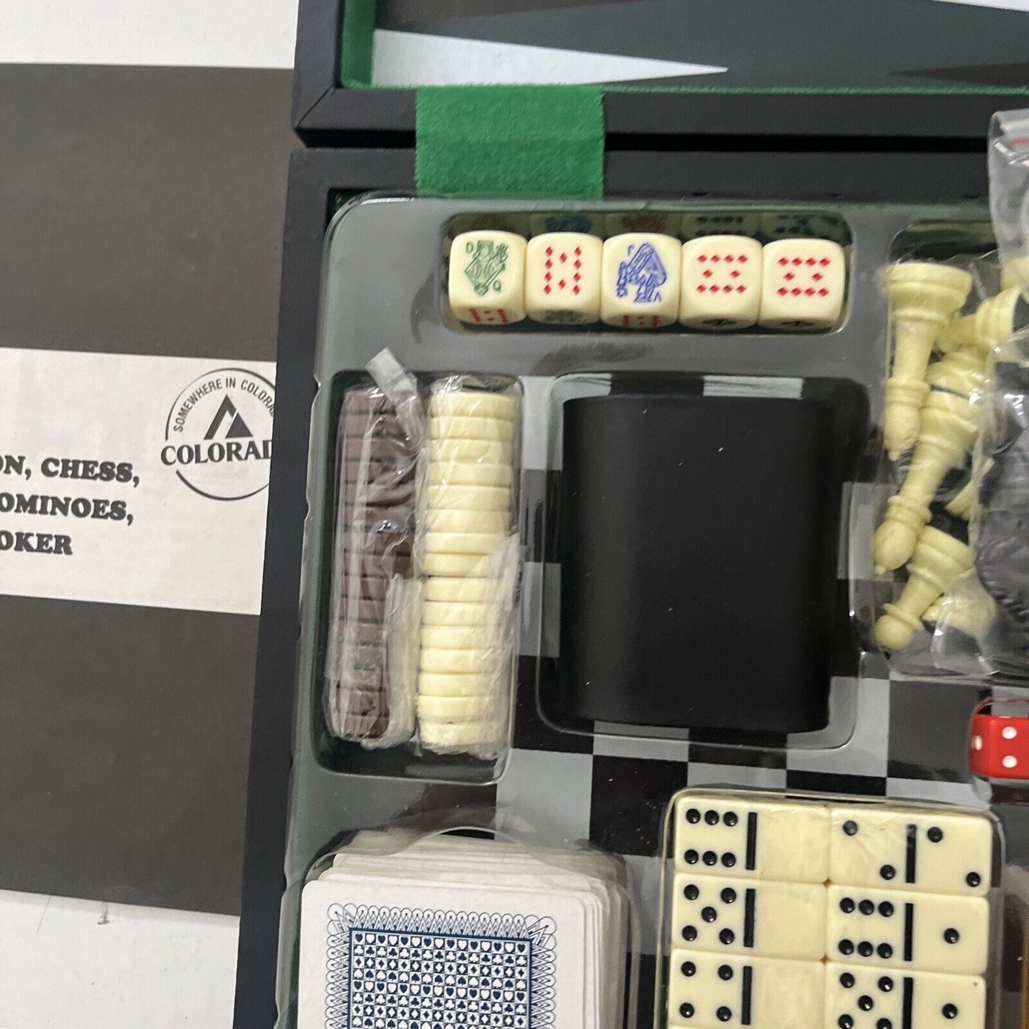 Colorado Hustle Box: Backgammon, Chess, Cribbade, Dominoes, Checkers, Poker