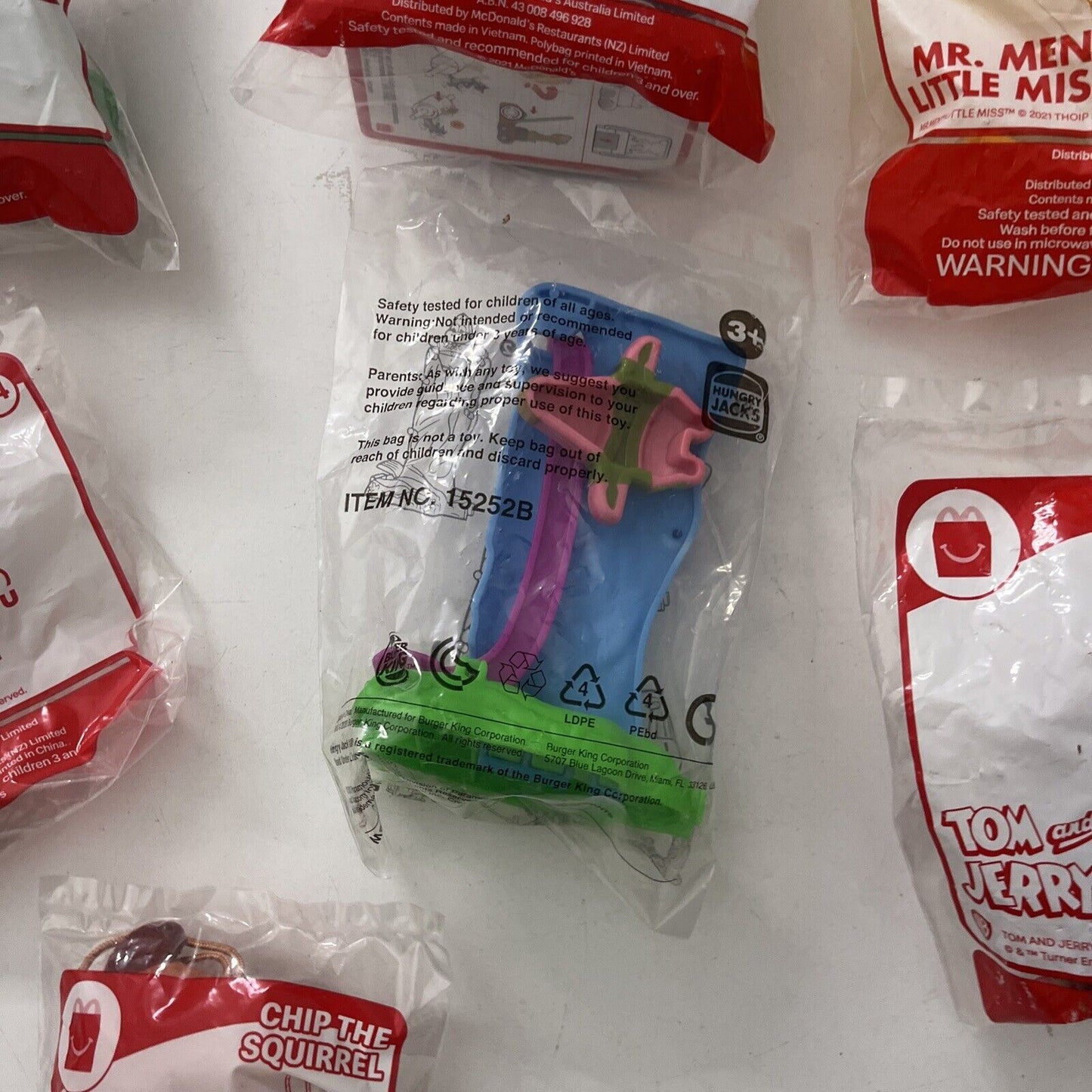 7x McDonald's Hungry Jack's Promotional Toy: Minions, Tom & Jerry, Mr Happy Cup