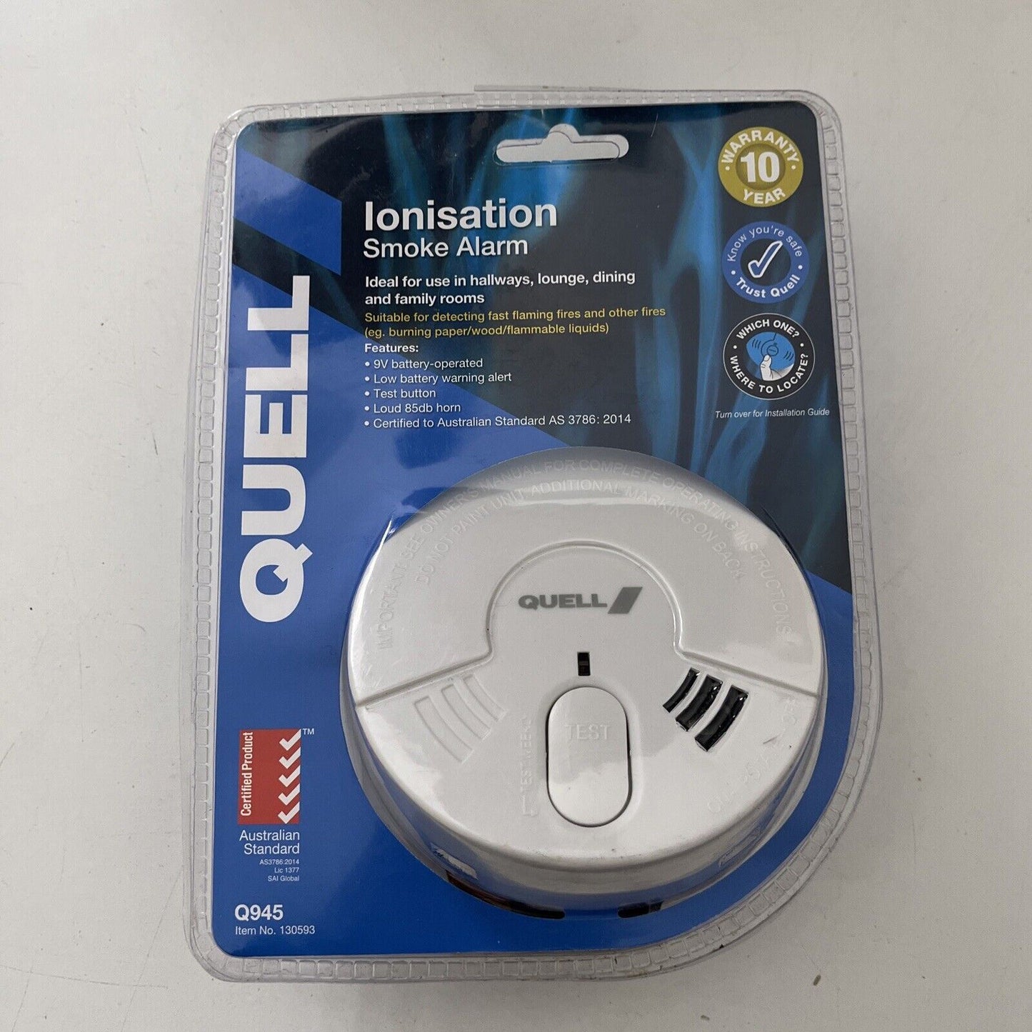 Quell Ionisation Smoke Alarm with Battery in New Condition Q945