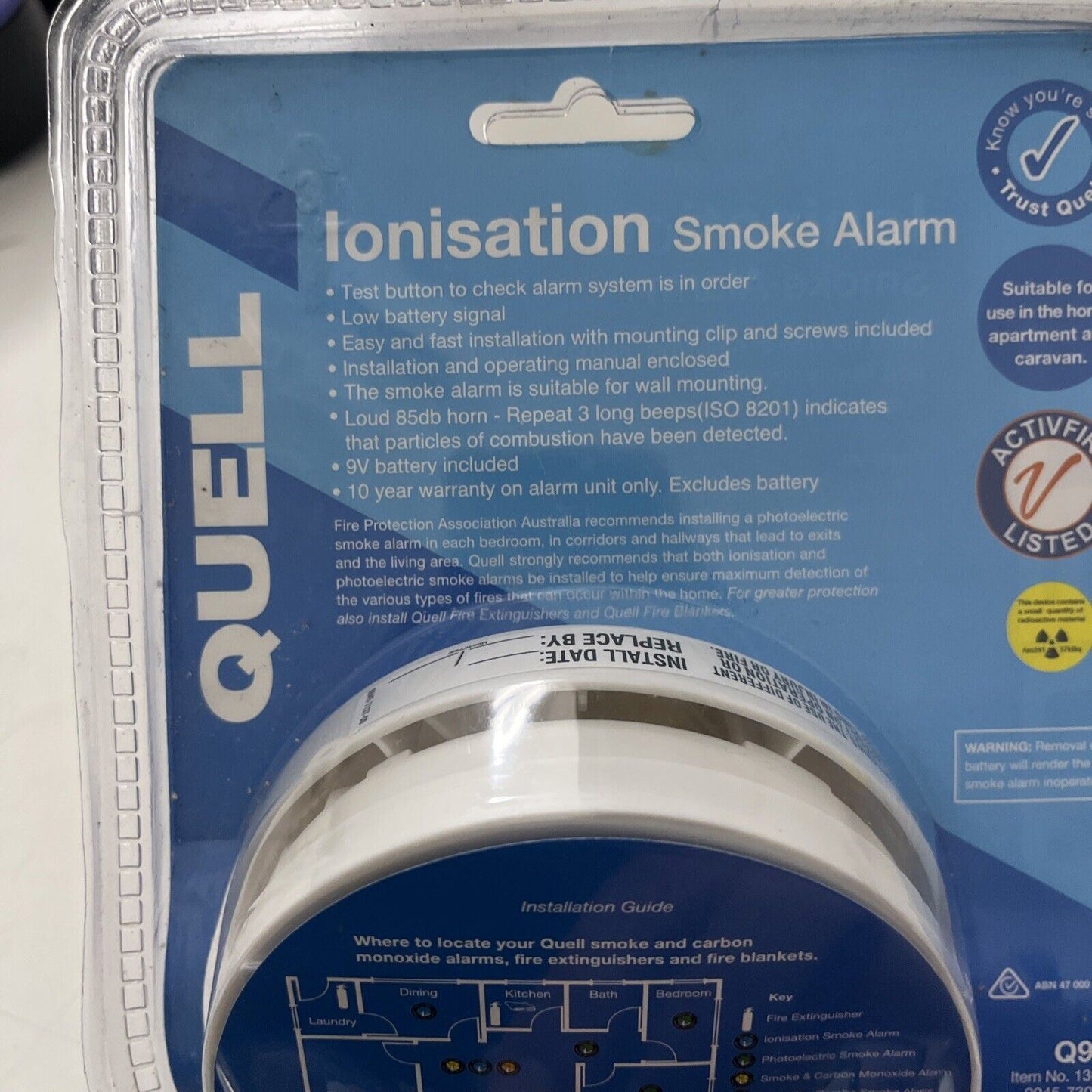 Quell Ionisation Smoke Alarm with Battery in New Condition Q945