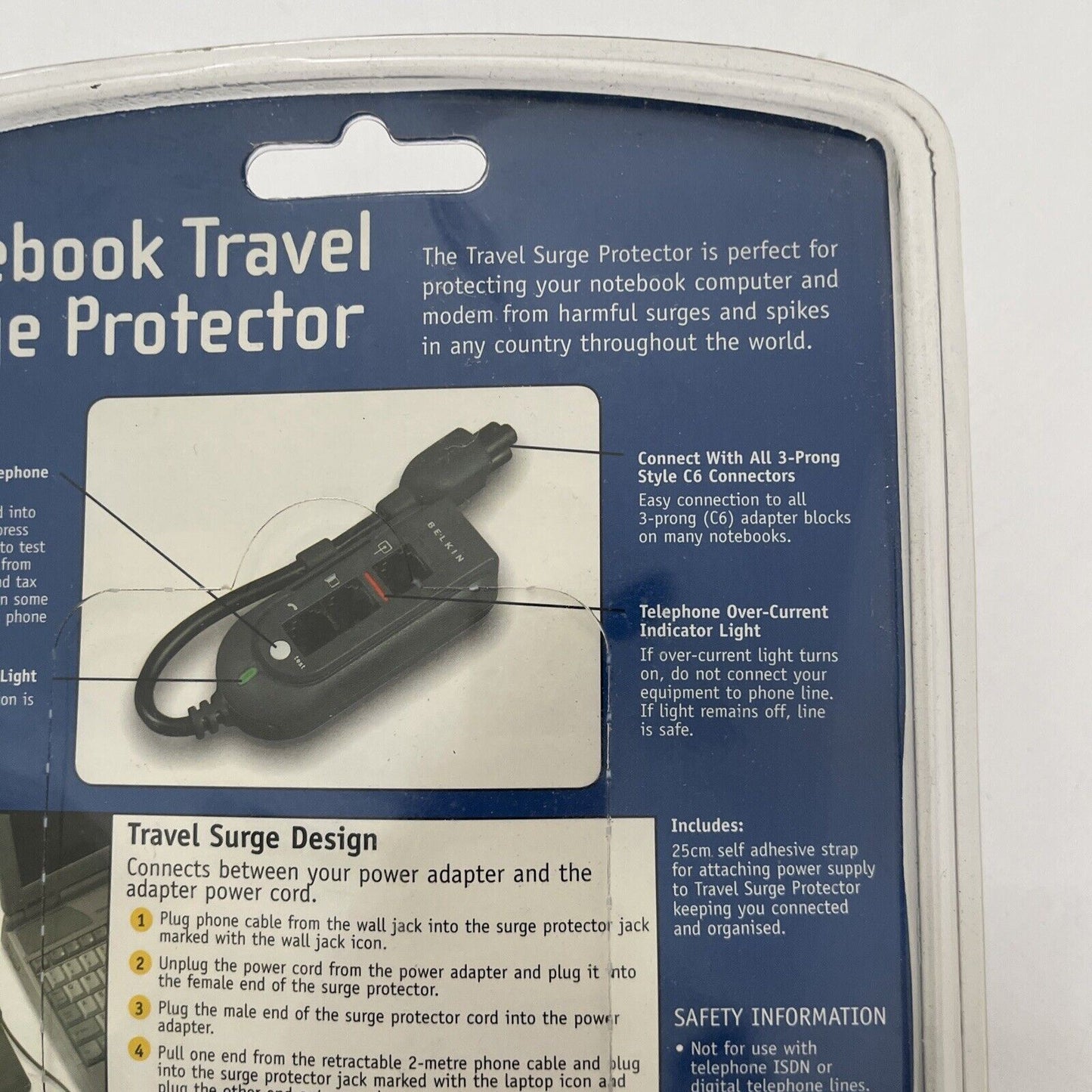 Belkin Notebook Surge Protection Includes 2m Retractable Phone Cable *New*