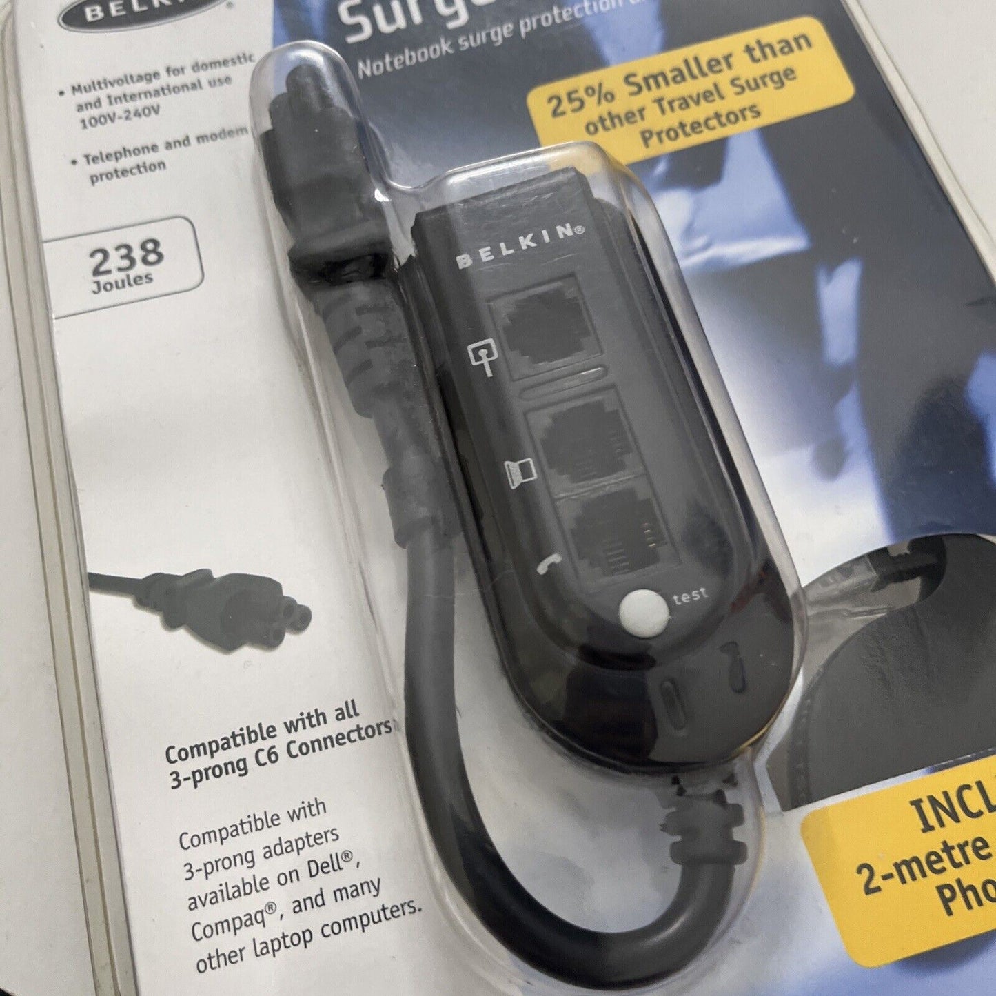 Belkin Notebook Surge Protection Includes 2m Retractable Phone Cable *New*