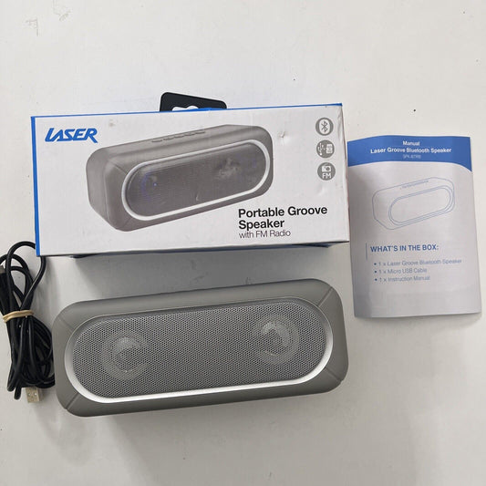 Laser Portable LED Bluetooth TWS FM AUX USB Speaker Grey