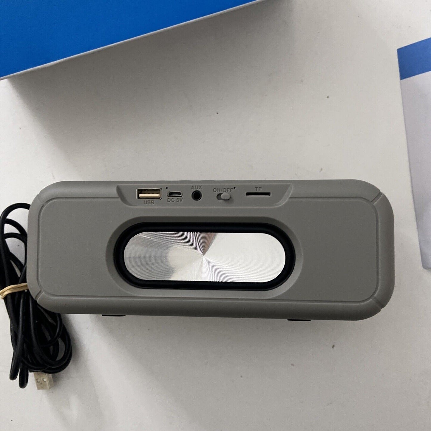 Laser Portable LED Bluetooth TWS FM AUX USB Speaker Grey