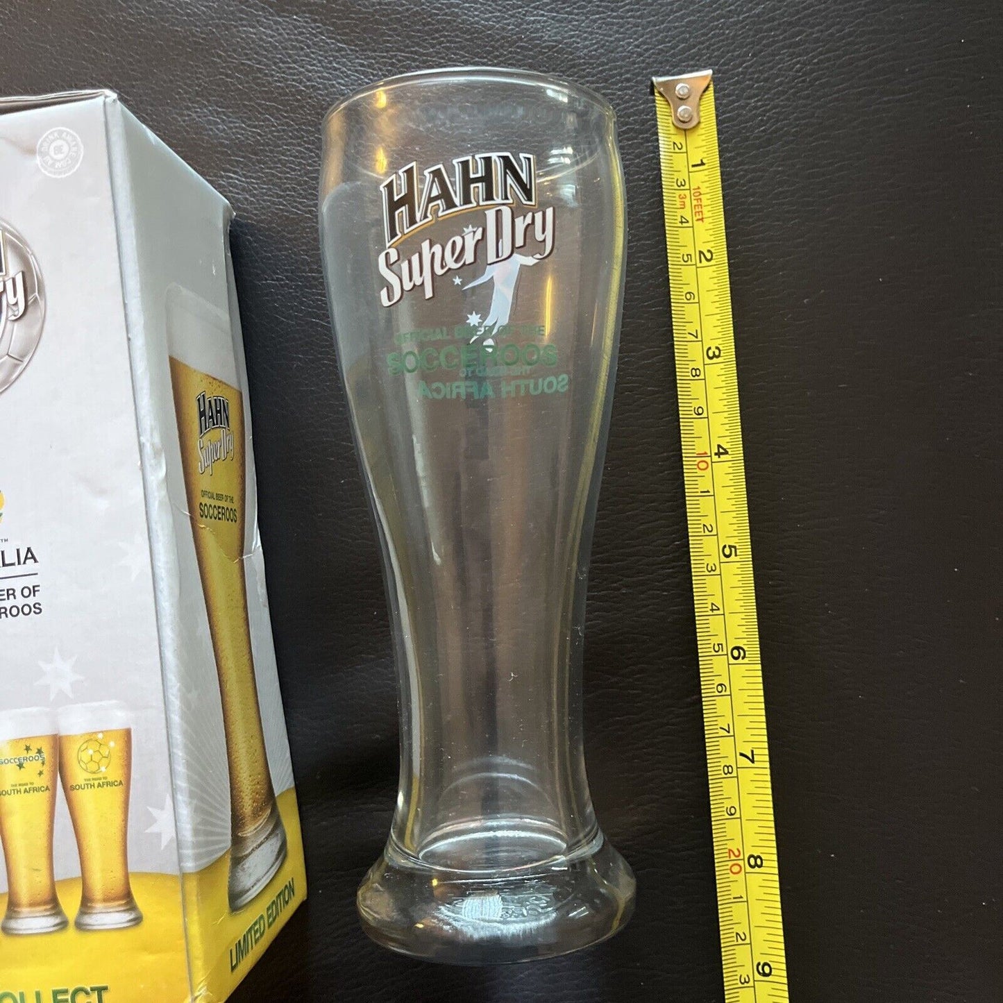 Australia Socceroos Limited Edition Hahn Super Dry Beer Glass 425ml Crown