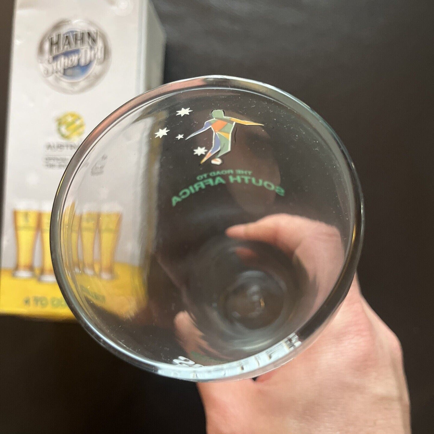 Australia Socceroos Limited Edition Hahn Super Dry Beer Glass 425ml Crown