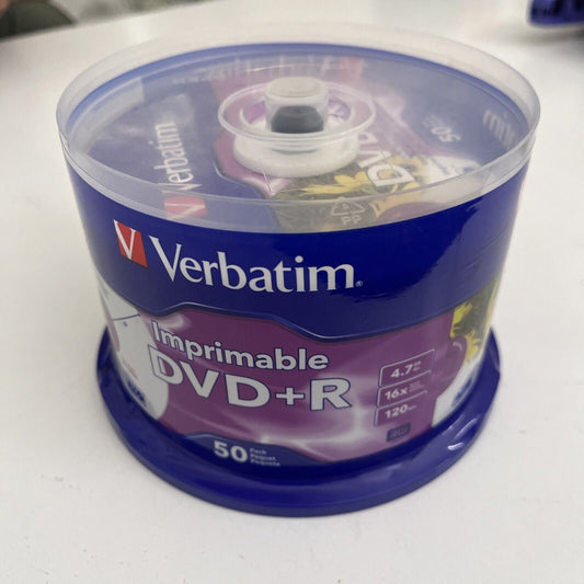 *New Sealed* Verbatim DVD+R 4.7GB 50 Pk  Printable 16x