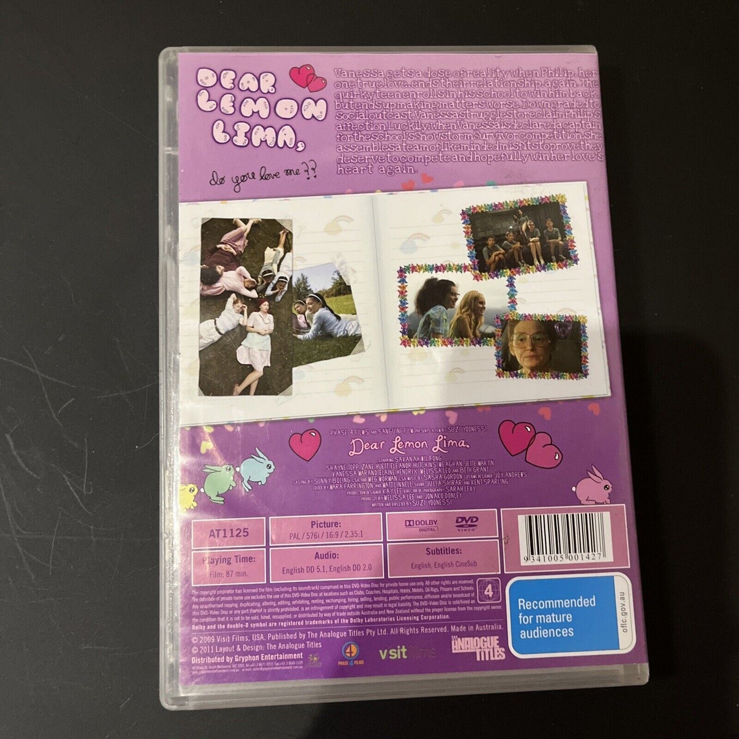 Dear Lemon Lima (DVD, 2009) Melissa Leo, Meaghan Martin, Elaine Hendrix Region 4